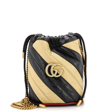 Gucci GG Marmont Bucket Bag Diagonal Quilted Leather Mini