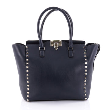 Valentino Rockstud Tote Rigid Leather Medium Blue 2623601