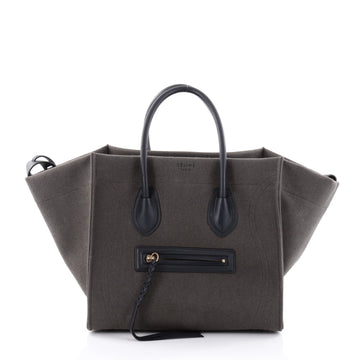 Celine Phantom Handbag Canvas with Leather Medium Green 2623602