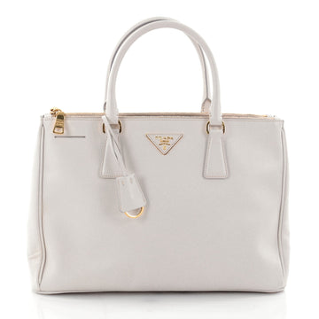 Prada Double Zip Lux Tote Saffiano Leather Medium White 2624401