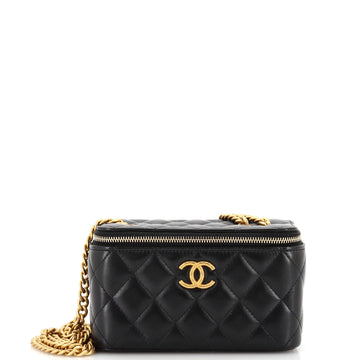 Chanel Pearl Crush Vanity Case with Chain Quilted Lambskin Small
