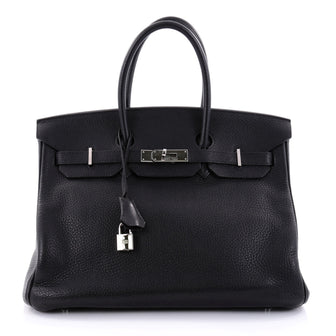 Hermes Birkin Handbag Black Togo with Palladium Hardware 35 Black 2624702