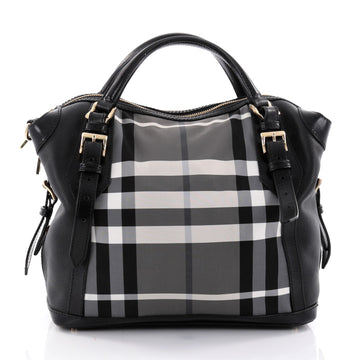 Burberry Ellers Convertible Satchel Beat Check Nylon Black 2625101