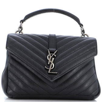 Saint Laurent Classic Monogram College Bag Matelasse Chevron Leather Medium