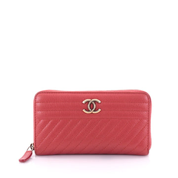 Chanel Zip Around Wallet Diagonal Quilted Leather 2625901
