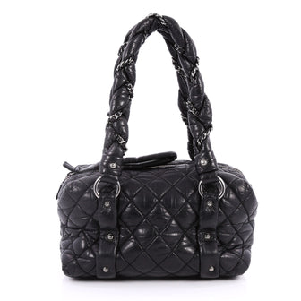 Chanel Lady Braid Bowler Bag Quilted Leather Small Black 2627301