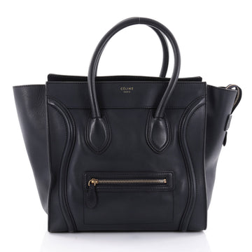 Celine Luggage Handbag Smooth Leather Mini Blue 2627402