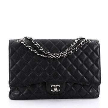 Chanel Classic Single Flap Bag Quilted Caviar Maxi Black 2627406