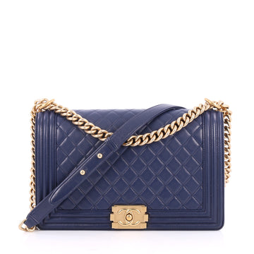 Chanel Boy Flap Bag Quilted Calfskin New Medium Blue 2627408