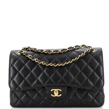 Chanel Classic Double Flap Bag Quilted Caviar Jumbo