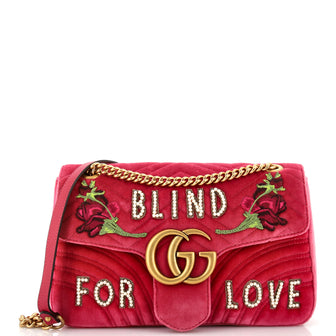 Gucci GG Marmont Flap Bag Embroidered Matelasse Velvet Medium