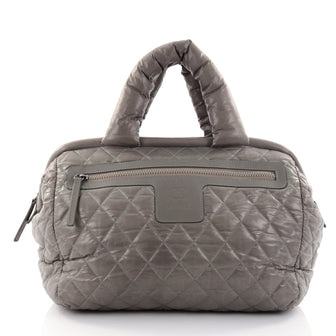 Chanel Coco Cocoon Bowling Bag Quilted Nylon Gray 2629104