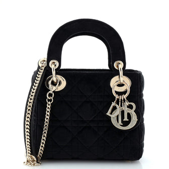 Christian Dior Lady Dior Chain Bag Cannage Quilt Velvet with Crystal Charms Mini