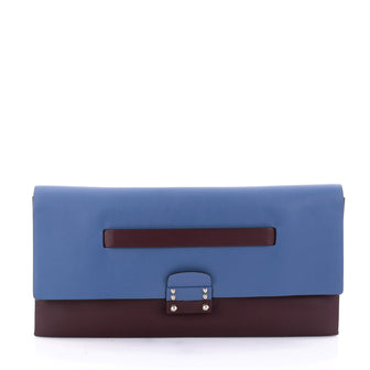 Valentino Mime Clutch Colorblock Leather Blue 2629301