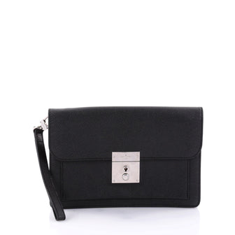Louis Vuitton Neo Belaia Clutch Taiga Leather Black 2629303