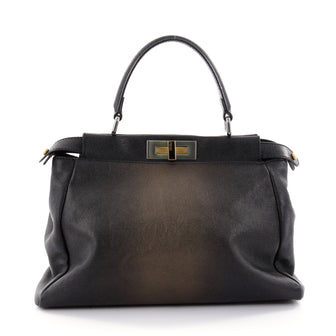 Buy Fendi Peekaboo Handbag Leather Regular Black 2629305