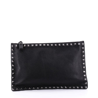 Valentino Rockstud Pouch Leather Large Black 2629502