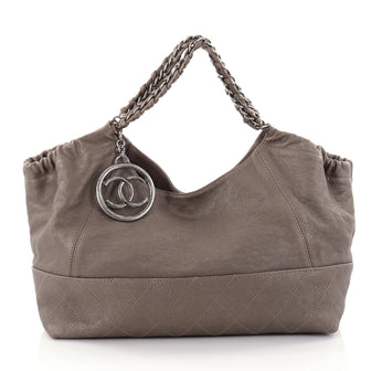 Chanel Baby Coco Cabas Quilted Leather Medium Gray 2629702