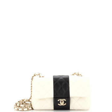 Chanel Bicolor Classic Single Flap Bag Quilted Lambskin Mini