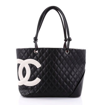 Chanel Cambon Tote Quilted Leather Large Black 2630501