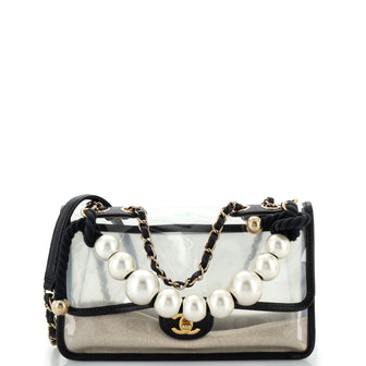 Chanel Sand By The Sea Pearl Flap Bag PVC with Lambskin Medium