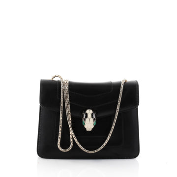 Bvlgari Serpenti Forever Shoulder Bag Leather Small Black 2631902