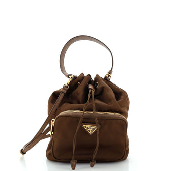 Prada Drawstring Bucket Bag Tessuto Small