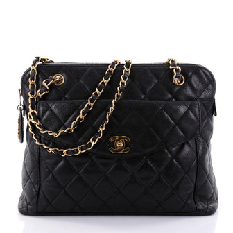 Chanel Vintage Front Pocket Shoulder Bag Quilted Caviar 2632302