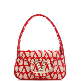 Valentino Garavani Vlogo Top Handle Flap Bag Toile Iconograph Fabric