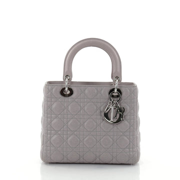 Christian Dior Lady Dior Handbag Cannage Quilt Lambskin Medium Gray 2633103
