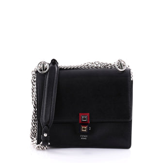 Fendi Kan I Handbag Leather Small Black 2633201