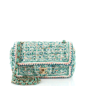 Chanel Classic Single Flap Bag Braided Quilted Tweed Mini