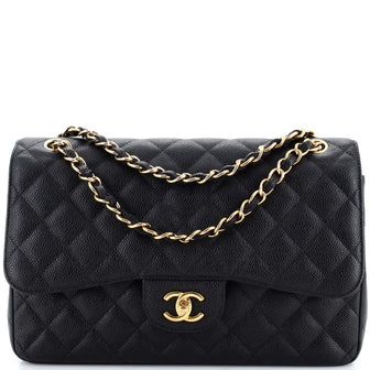 Chanel Classic Double Flap Bag Quilted Caviar Jumbo