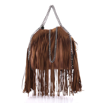 Stella McCartney Falabella Fringe Fold Over Crossbody Bag Shaggy Deer Mini Brown 2633702
