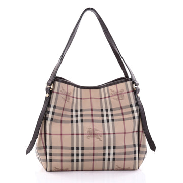 Burberry Canterbury Tote Haymarket Coated Canvas Small Brown 2633802
