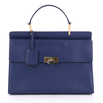 Balenciaga Le Dix Zip Cartable Top Handle Bag Leather Medium Blue 2634501