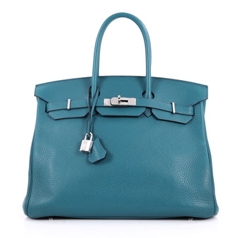 Hermes Birkin Handbag Bicolor Clemence with Palladium Hardware 35 Blue 2634601