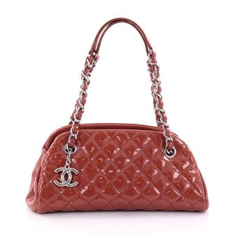 Chanel Just Mademoiselle Handbag Quilted Patent Small 2636602