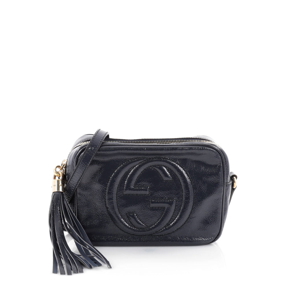 Gucci Navy Blue Patent Leather Small Soho Disco Crossbody Bag - ShopStyle