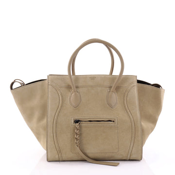 Celine Phantom Handbag Suede Medium Neutral 2636803