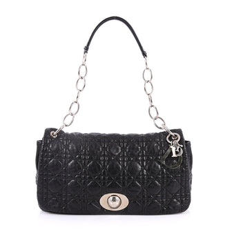 Christian Dior Rendez Vous Flap Bag Cannage Quilt Lambskin Medium Black 2638001