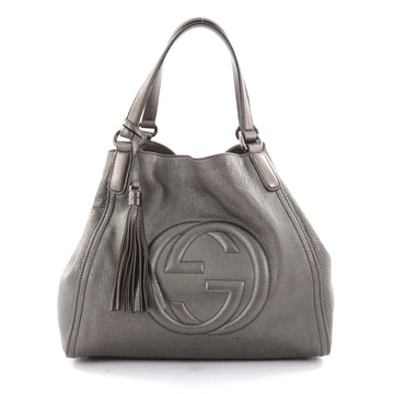 Gucci Soho Shoulder Bag Leather Medium Gray 2638303