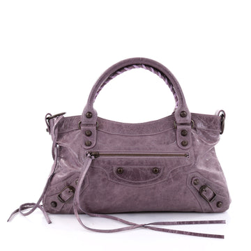 Balenciaga First Classic Studs Handbag Leather Purple 2638403