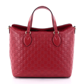 Gucci Signature Fold Over Top Handle Bag Guccissima Leather Medium Red 2639601