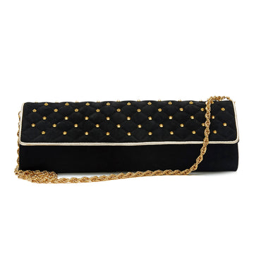 Roberto Cavalli Clutch Suede Quilted with Gold Studs