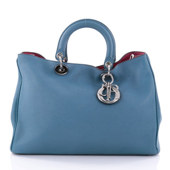 Christian Dior Diorissimo Tote Pebbled Leather Large blue 2640901