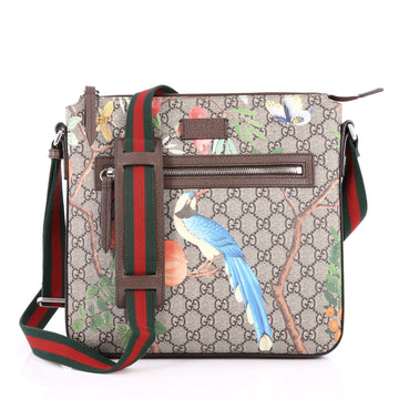 Gucci Front Zip Messenger Tian Print GG Coated Canvas Medium Brown 2641601