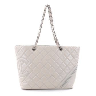 Chanel Cotton Club Tote Quilted Lambskin Large Gray 2641602