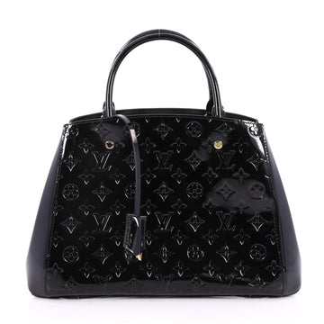 Louis Vuitton Montaigne Handbag Monogram Vernis MM Black 2642401