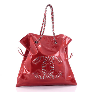 Chanel Bon Bon Tote Strass Embellished Patent Large Red 2644601